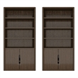 Scranton & Co 4-Shelf Bookcase Cabinet with Hidden Storage in Walnut Set of 2