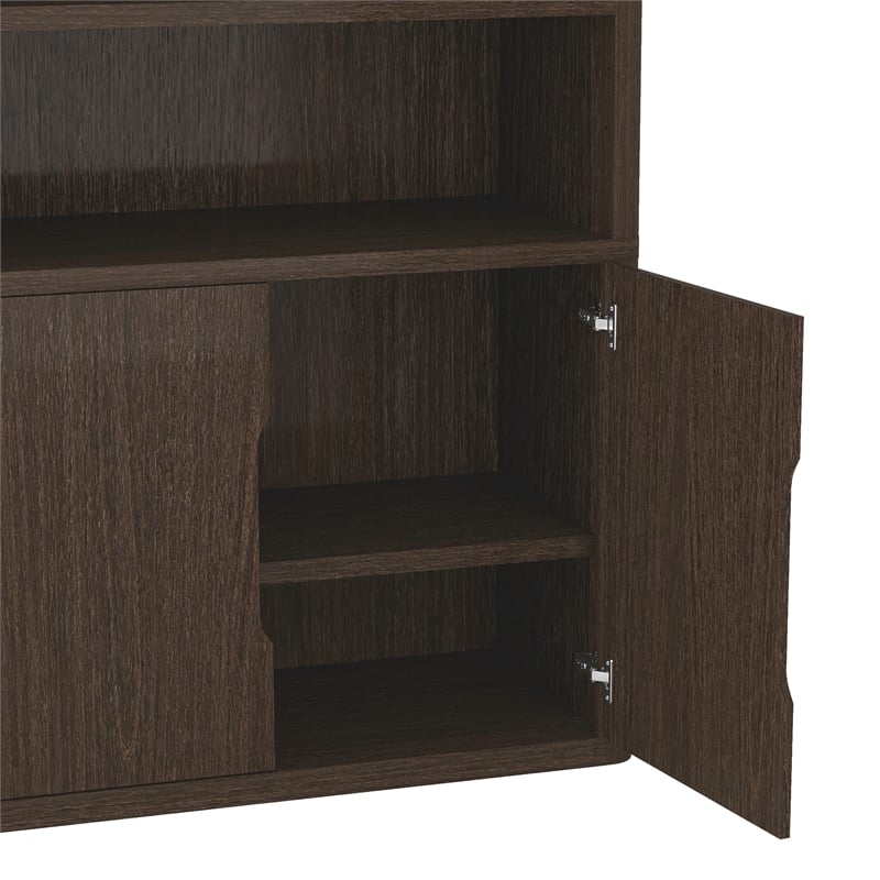 Scranton & Co 4-Shelf Bookcase Cabinet with Hidden Storage in Walnut Set of 2