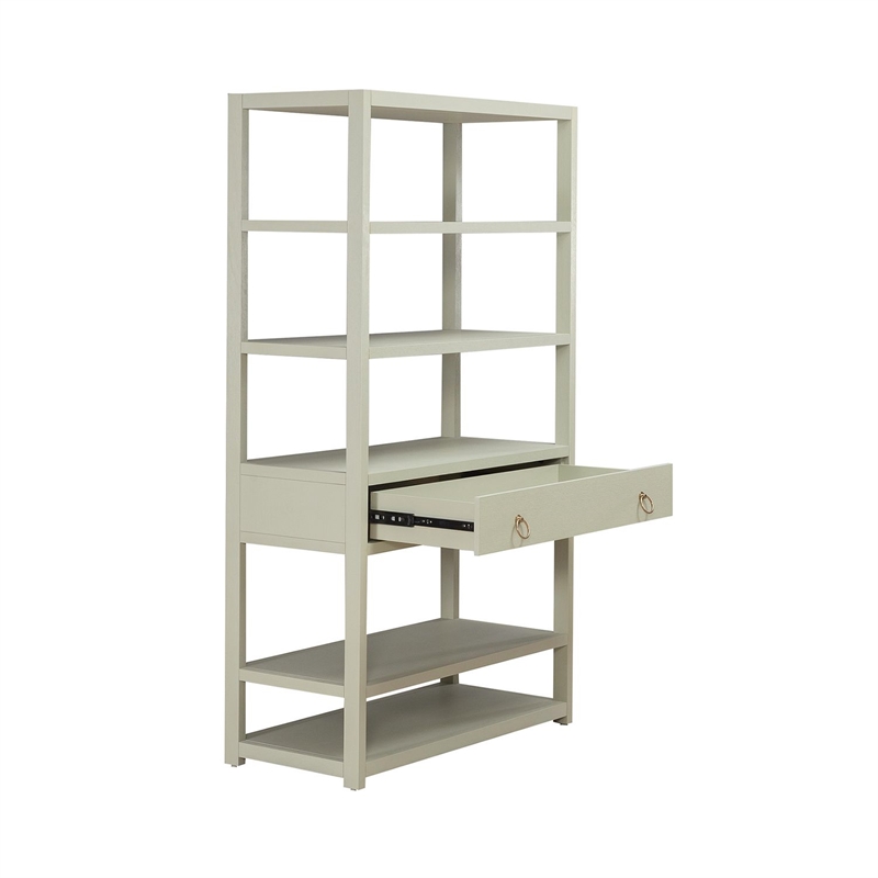 Scranton & Co Accent Bookcase with 6 Shelves and Drawer in Green