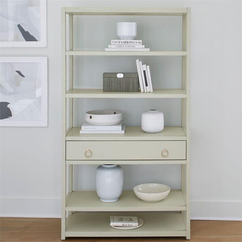 Scranton & Co Accent Bookcase with 6 Shelves and Drawer in Green