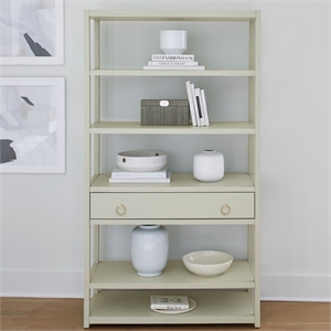 Scranton & Co Accent Bookcase with 6 Shelves and Drawer in Green