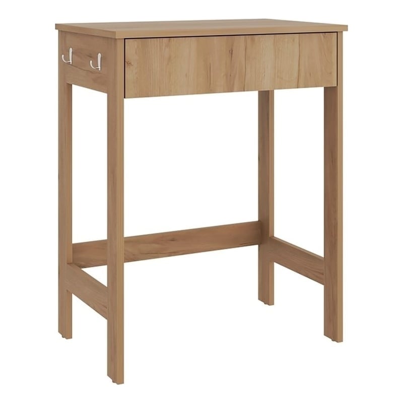Scranton & Co Compact 1-Drawer Desk with 4 Legs in Light Oak