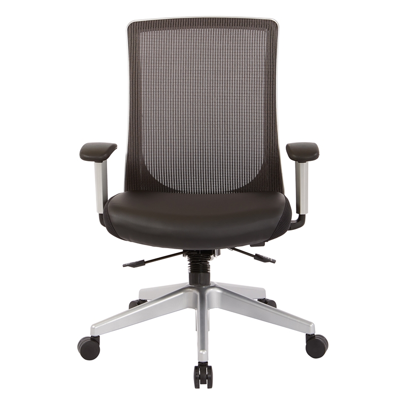Scranton & Co High Back Black Vertical Mesh Chair with Bonded Leather Seat