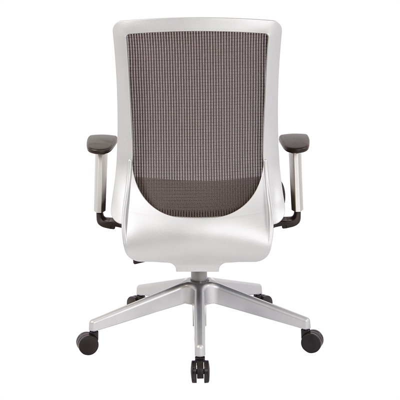 Scranton & Co High Back Black Vertical Mesh Chair with Bonded Leather Seat