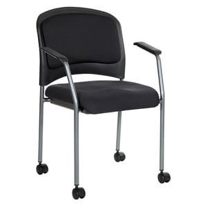 Scranton & Co Titanium Finish Rolling Visitors Chair with Casters in Black