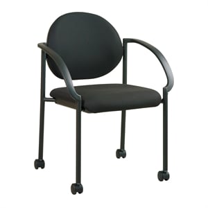 Scranton & Co Black Padded Fabric Stack Chair with Casters and Arms