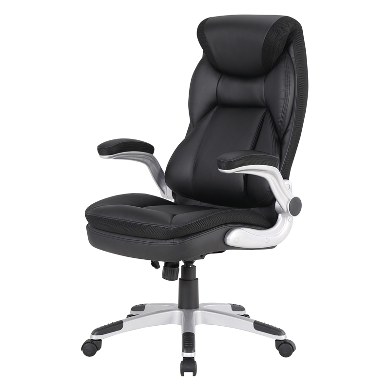 Scranton & Co Executive Black Bonded Leather Chair with Nylon Base