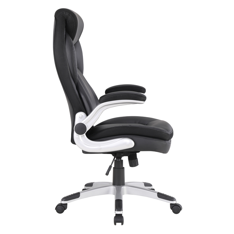 Scranton & Co Executive Black Bonded Leather Chair with Nylon Base