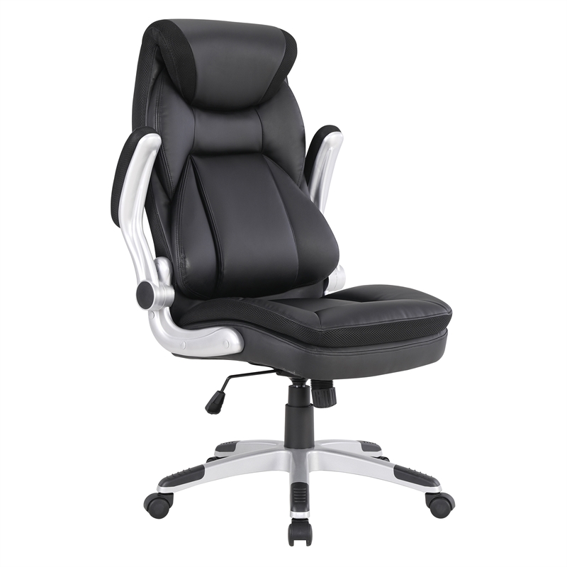Scranton & Co Executive Black Bonded Leather Chair with Nylon Base