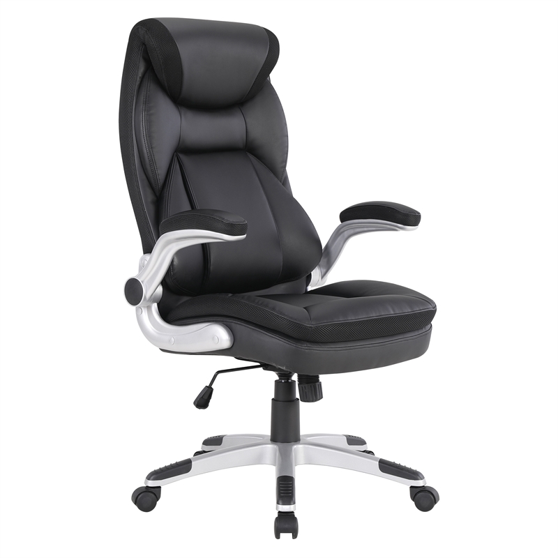 Scranton & Co Executive Black Bonded Leather Chair with Nylon Base