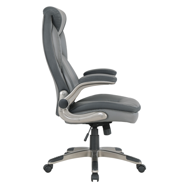 Scranton & Co Executive Charcoal Bonded Leather Chair with Nylon Base