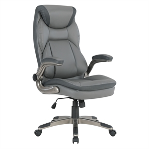 Scranton & Co Executive Charcoal Bonded Leather Chair with Nylon Base