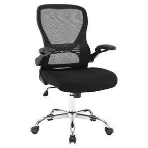Scranton & Co Black Mesh Back Chair with Fabric Seat and Chrome Base