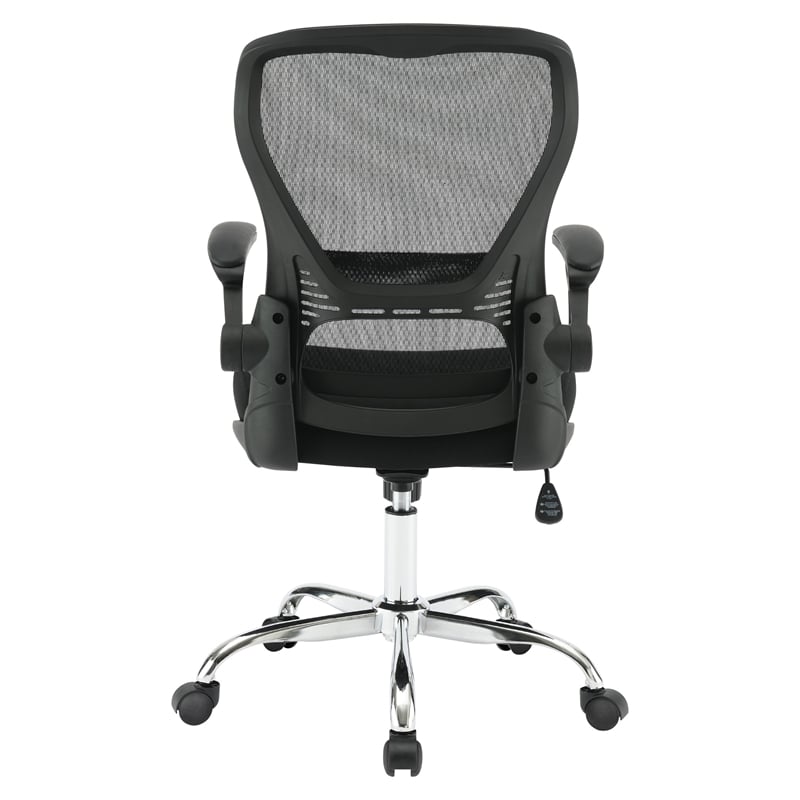 Scranton & Co Black Mesh Back Chair with Fabric Seat and Chrome Base
