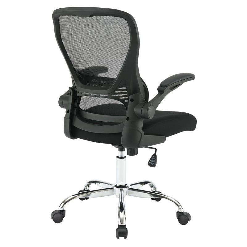 Scranton & Co Black Mesh Back Chair with Fabric Seat and Chrome Base