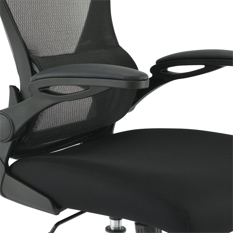 Scranton & Co Black Mesh Back Chair with Fabric Seat and Chrome Base