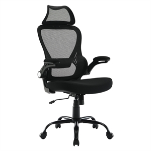 Scranton & Co Black Mesh Back Manager's Chair with Headrest and Fabric Seat