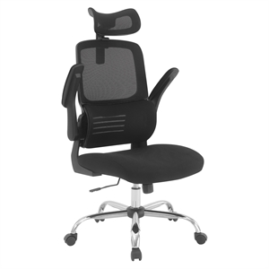 Scranton & Co Black Mesh Back Chair with Flip Arms and Adjustable Headrest