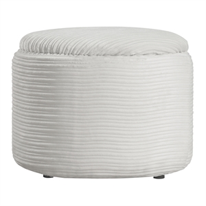 Scranton & Co Contemporary Round Storage Ottoman in Taupe Cord Fabric