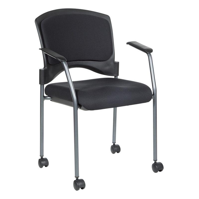 Scranton & Co Stacking Visitor's Chair in Black Coal Free Flex Fabric