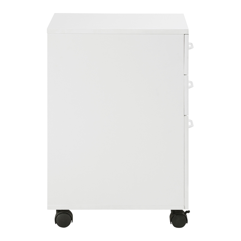 Scranton & Co 3 Drawer Mobile File Cabinet in White Engineered Wood