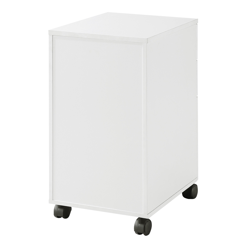 Scranton & Co 3 Drawer Mobile File Cabinet in White Engineered Wood