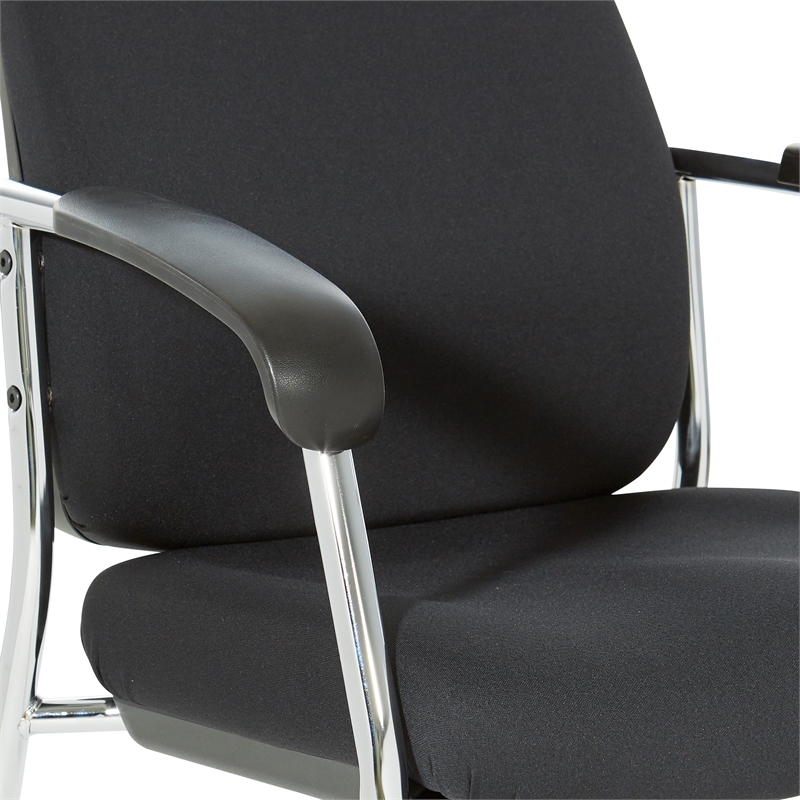 Scranton & Co High Back Guest Chair in Black Fabric with Chrome Frame