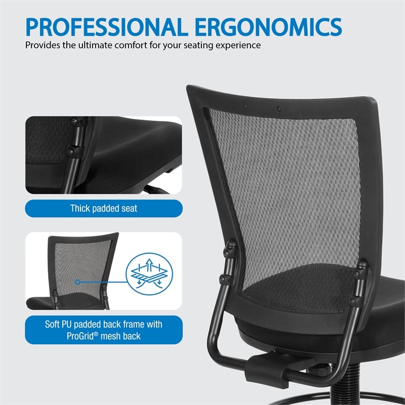 Scranton & Co Drafting Chair with ProGrid Mesh Back and Padded Seat