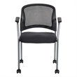 Scranton & Co Titanium Finish Rolling Visitor's Chair in Black Fabric