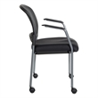 Scranton & Co Titanium Finish Rolling Visitor's Chair in Black Fabric