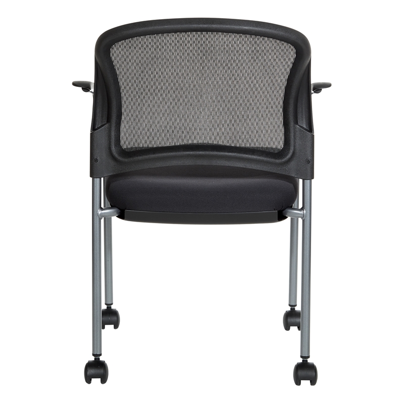 Scranton & Co Titanium Finish Rolling Visitor's Chair in Black Fabric