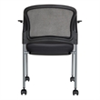 Scranton & Co Titanium Finish Rolling Visitor's Chair in Black Fabric