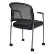 Scranton & Co Titanium Finish Rolling Visitor's Chair in Black Fabric