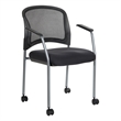 Scranton & Co Titanium Finish Rolling Visitor's Chair in Black Fabric