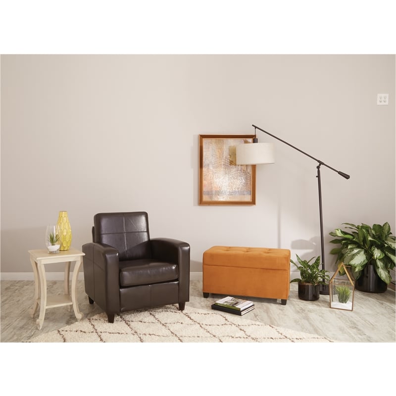 Scranton & Co Club Chair in Espresso Bonded Leather with Wood Legs