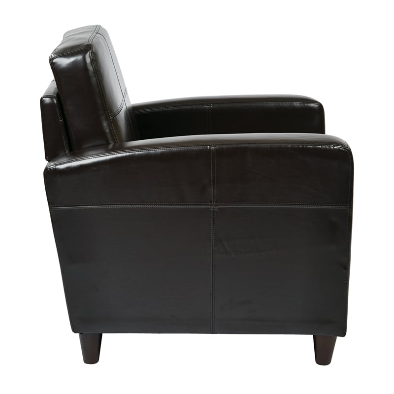 Scranton & Co Club Chair in Espresso Bonded Leather with Wood Legs