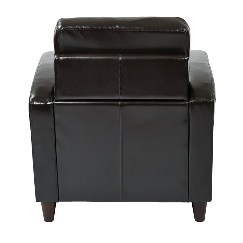Scranton & Co Club Chair in Espresso Bonded Leather with Wood Legs