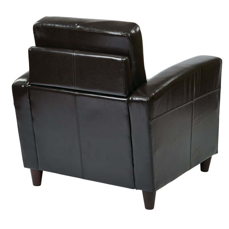 Scranton & Co Club Chair in Espresso Bonded Leather with Wood Legs