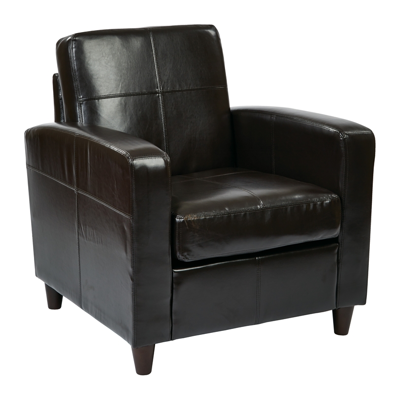 Scranton & Co Club Chair in Espresso Bonded Leather with Wood Legs