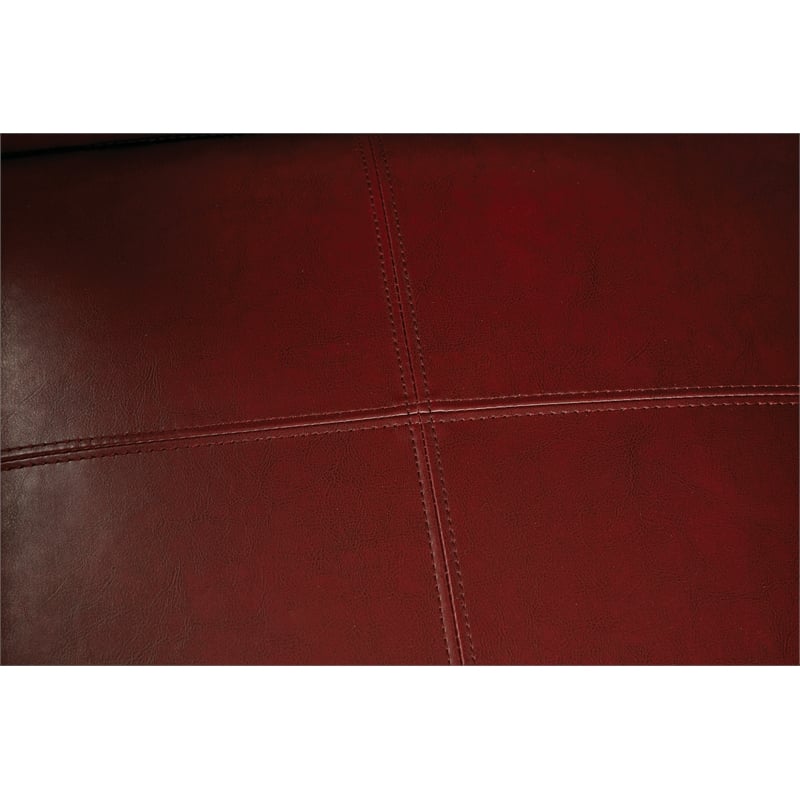 Scranton & Co Club Chair in Crimson Red Bonded Leather with Wood Legs