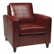 Scranton & Co Club Chair in Crimson Red Bonded Leather with Wood Legs