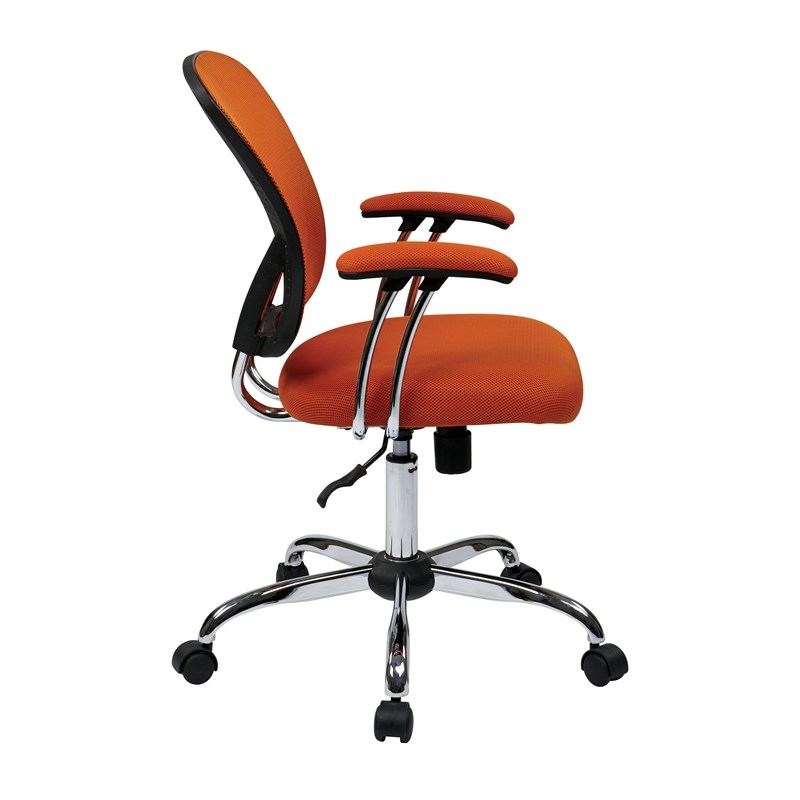 Scranton & Co Task Chair with Orange Mesh Fabric Seat and Chrome Base