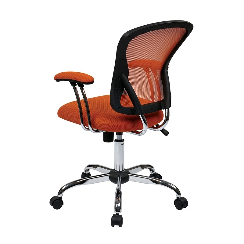 Scranton & Co Task Chair with Orange Mesh Fabric Seat and Chrome Base