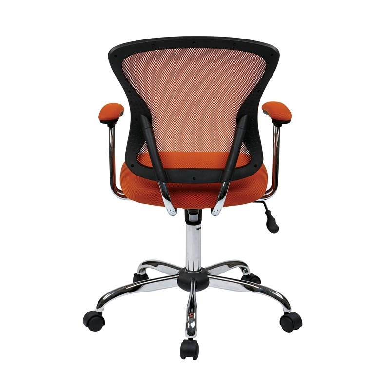 Scranton & Co Task Chair with Orange Mesh Fabric Seat and Chrome Base
