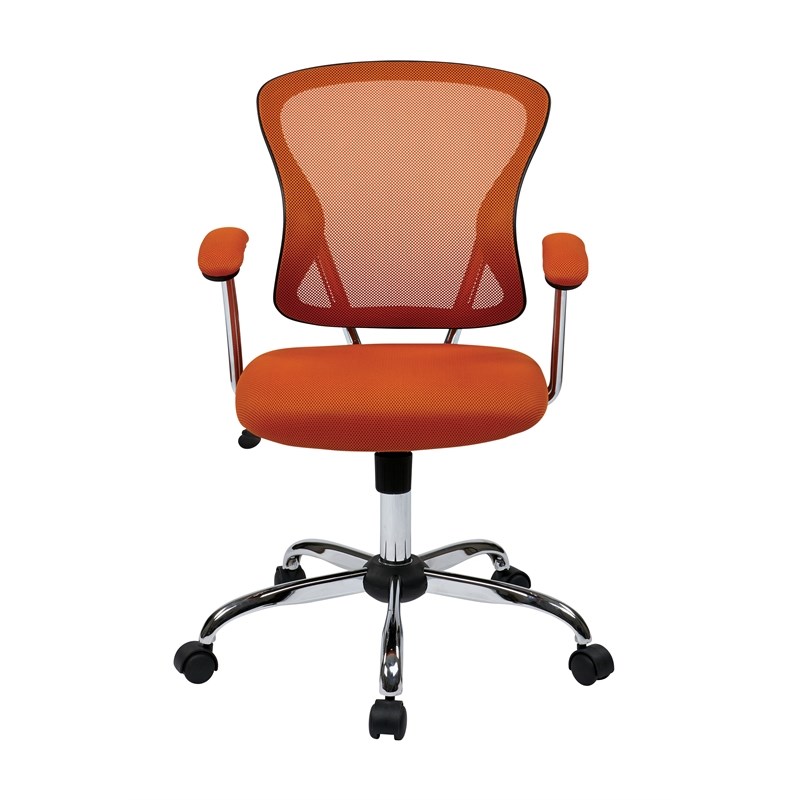 Scranton & Co Task Chair with Orange Mesh Fabric Seat and Chrome Base