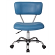 Scranton & Co Task Office Chair in Blue Faux Leather with Chrome Base