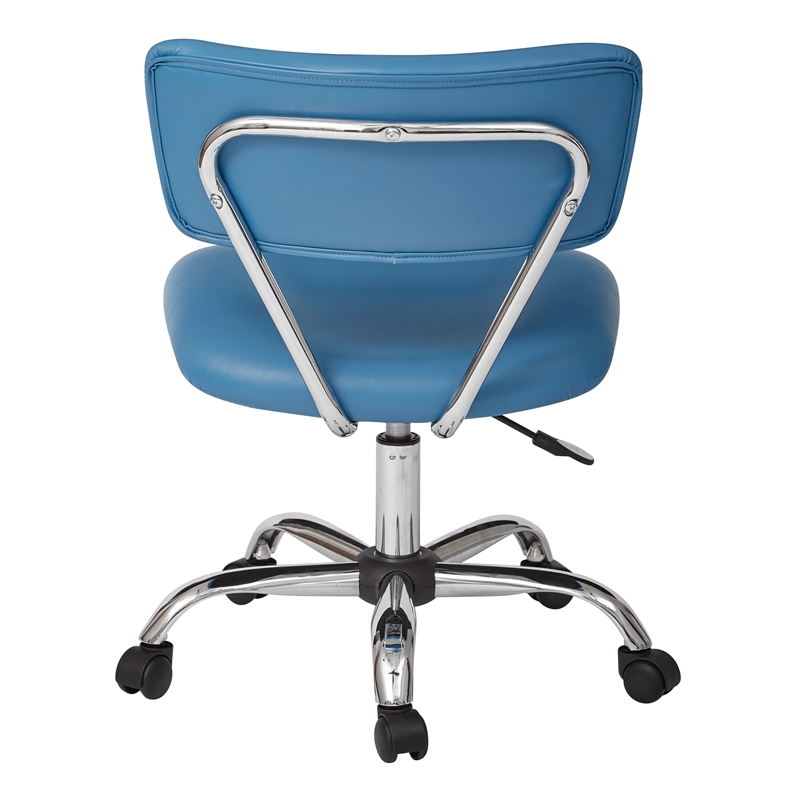 Scranton & Co Task Office Chair in Blue Faux Leather with Chrome Base
