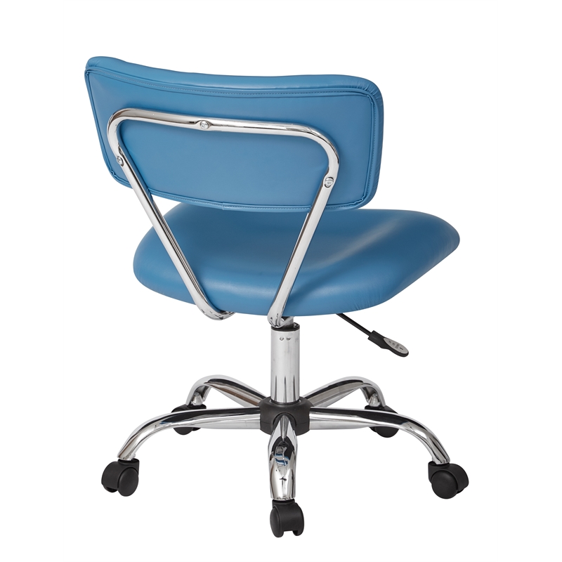 Scranton & Co Task Office Chair in Blue Faux Leather with Chrome Base