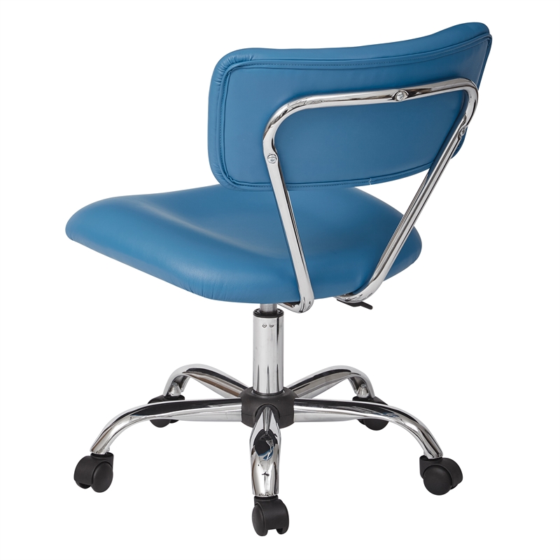 Scranton & Co Task Office Chair in Blue Faux Leather with Chrome Base