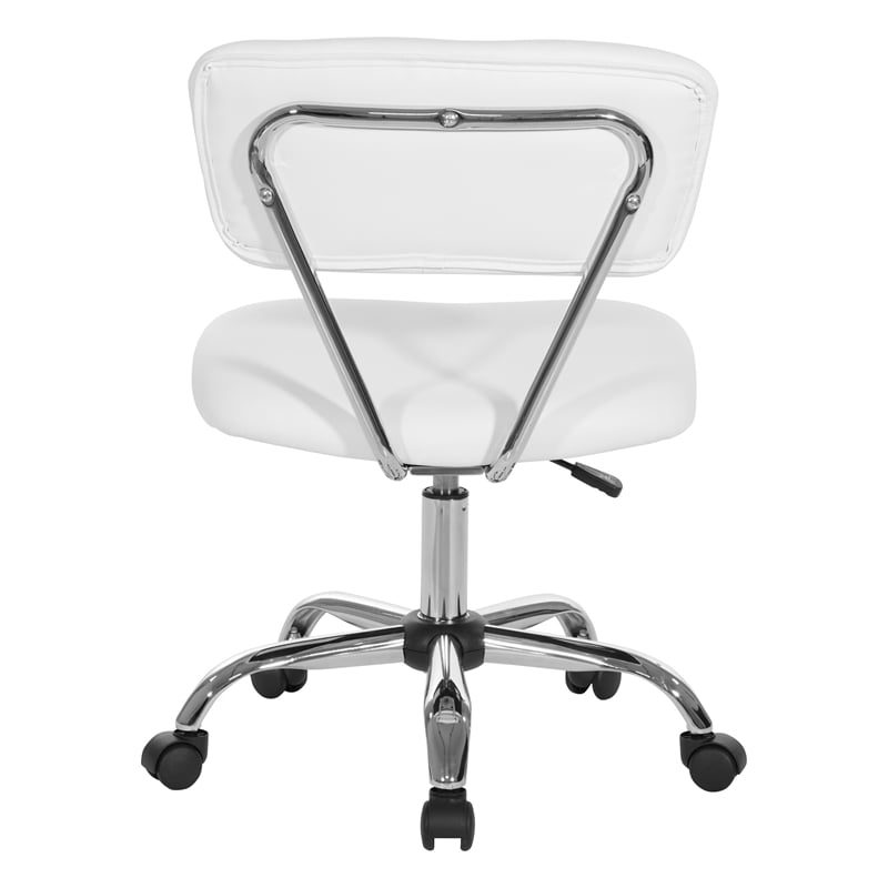 Scranton & Co Task Office Chair in White Vinyl with Chrome Base